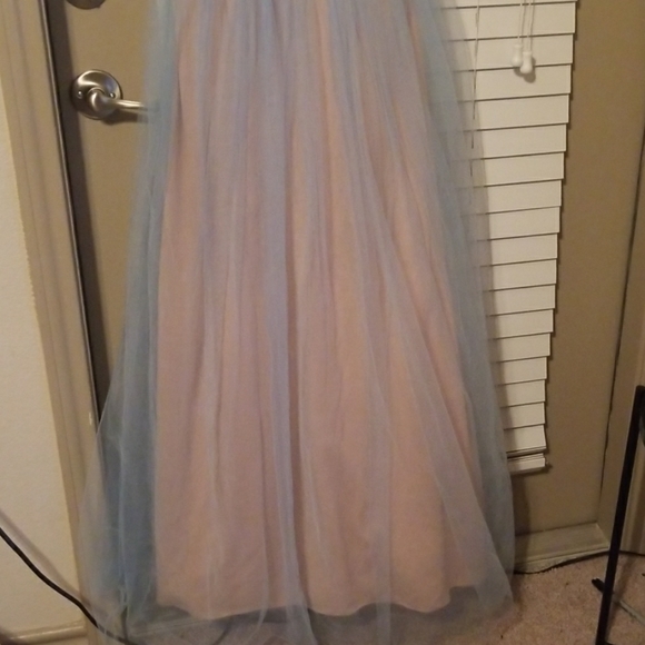 JODI KRISTOPHER| Blushy Nude and Muted Blue Dress - Picture 2 of 8